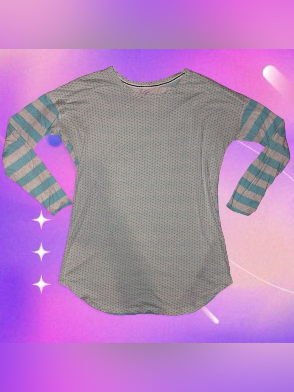 vtg y2k polkadot striped sleep shirt - victoria’s secret, sz xs 2011